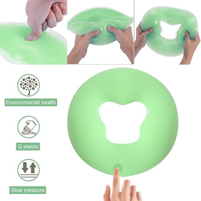 OULIGET Silicone Face Massage Pillow,SPA Beauty Face Relax Headrest,Salon Skin Care Soft Overlay Travel Head Support,Green
