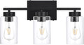 A1A9 3-Light Bathroom Vanity Light, Modern Black Wall Lights with Clear Glass Shades, Bathroom Wall Sconce Lamp for Mirror Living Room Bedroom Hallway