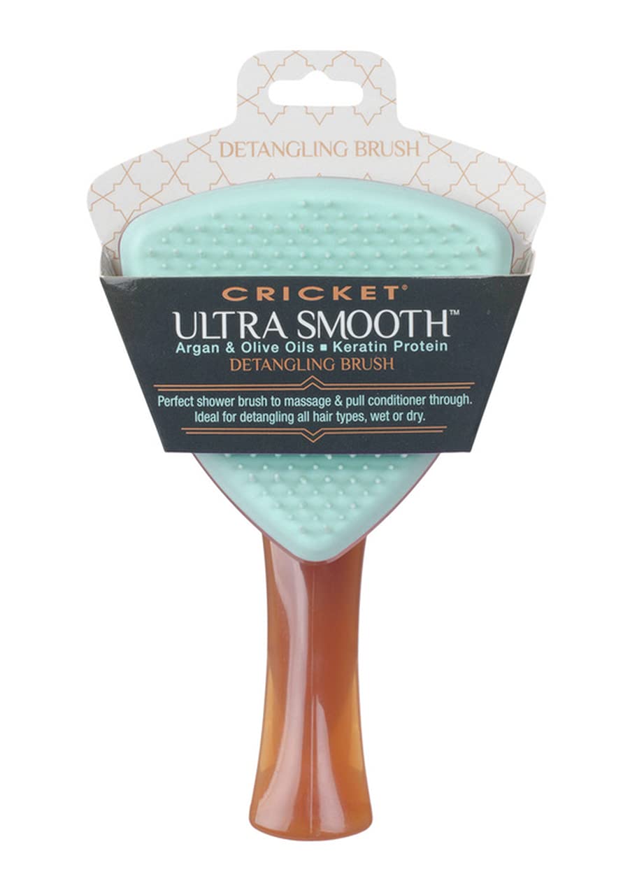 Cricket Ultra Smooth Detangling Brush - Infused with Argan & Olive Oils and Keratin Protein, Anti-Frizz Hairbrush for Wet and Dry Hair, Ergonomic Design for All Hair Types