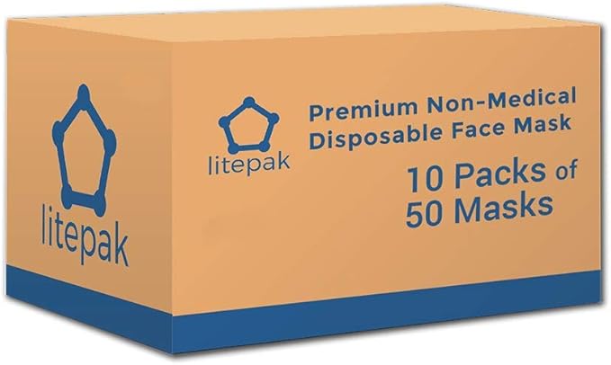 Litepak 500pcs Premium Disposable Face Mask SOFT 3ply Nose Wire - White