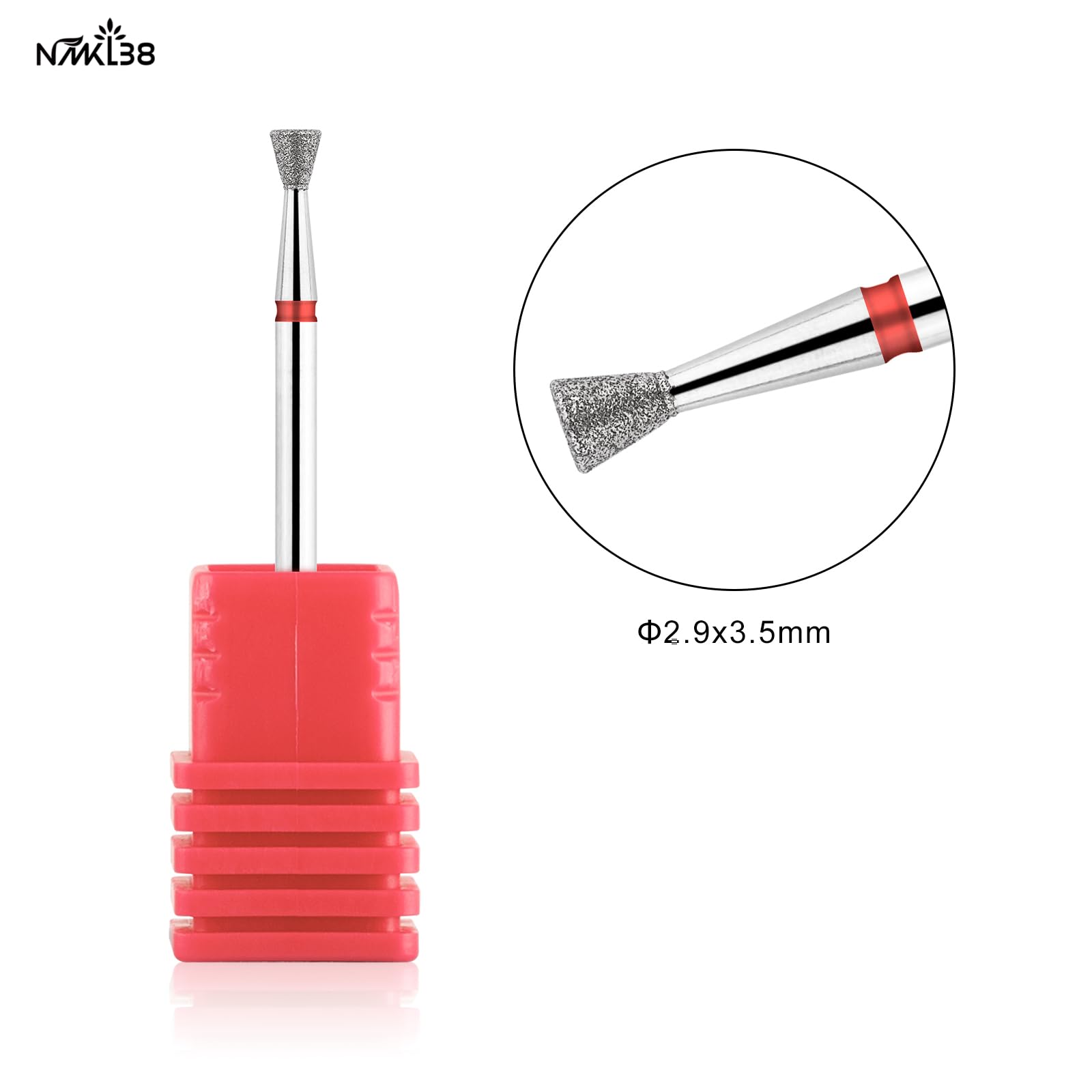 NMKL38 Tapered Diamond Nail Drill Bits for Nail Prep 3/32 Shank efile Bit Cuticle Cleaner Tool