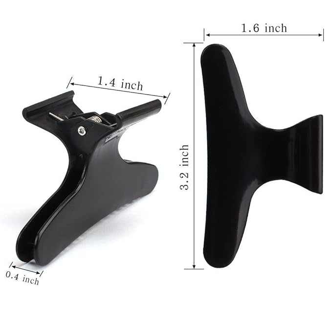 BAHABY Hair Clips for Styling Sectioning 12 Pack Black White Butterfly Clamps Hair Claw Clips Pro Salon Hair Clips for Styling, Sectioning, Cutting and Coloring
