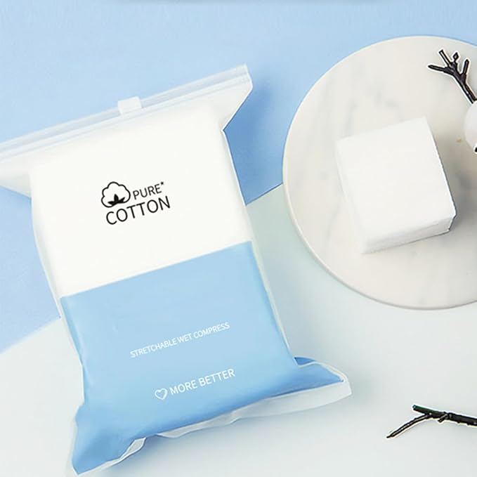 200PCS Count Stretchable Facial Cotton Pads, Pre-Punched Hole Wet Compress Cotton Sheets, Lint Free Soft Cotton, Multipurpose Makeup Remover & Toner Mask Cotton Pads