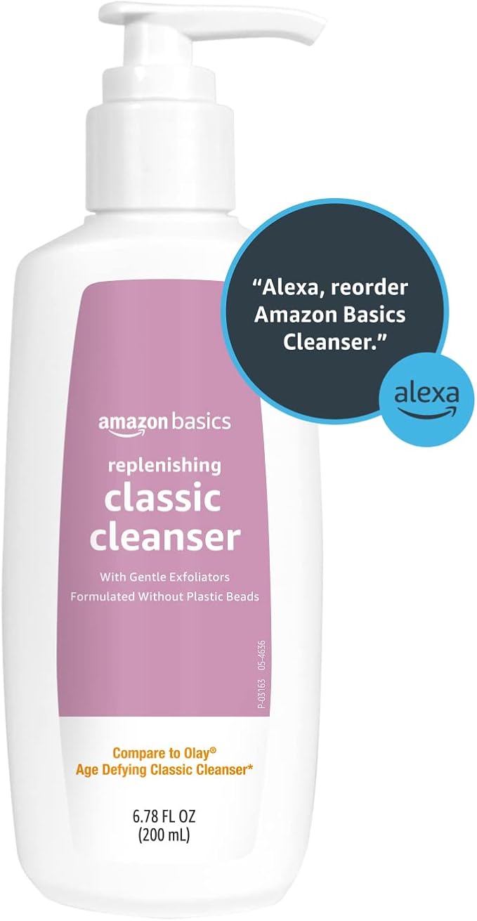 Amazon Basics Gentle Exfoliating Face Wash, Replenishing Daily Facial Cleanser, Refreshing, 6.78 fl oz (Pack of 1)