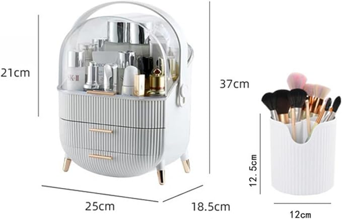 XAIODRAGONSKY Egg Makeup Organizer, Egg Shape(Oval) Makeup Storage Box Countertop Portable Vanity Cosmetics Organizer