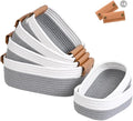 Storage Baskets for Organizing, Small Woven Basket Set of 6-4 Shelf Basket with Leather Handle and 2 Small Gift Baskets, Cotton Rope Basket for Shelves, Nursery, Dog Toy, Bathroom