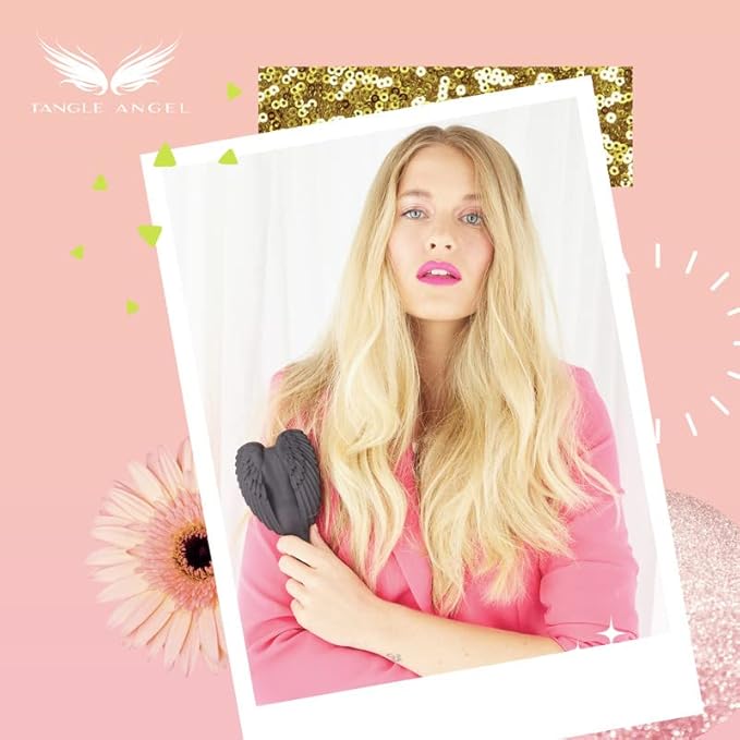 Detangling Hair Brush - Anti Static Angel Wing Hair Brush with Soft & Flexible Bristle for Straight & Wavy Hair - Tangle Angel Hair Detangler Brushes for Blow Drying & Shower - Two Tone Lilac Ivory