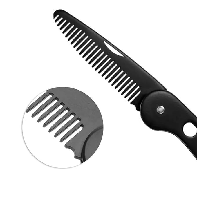 JinZeFa Stainless Steel Folding Beard Comb, Portable Multifunction Anti Static Comb for Men Mustache Styling