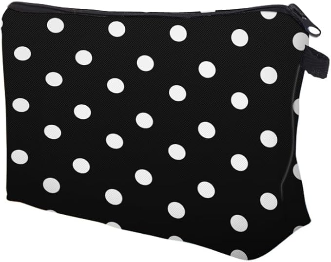 Loomifang Small Makeup Bag Cosmetic Bag for Women, Pretty Design Organizer Case with Zipper Closure, Lightweight and Water-Resistant Make Up Bag - 8.65"x 5.35" x 7.08"（Polka Dot）