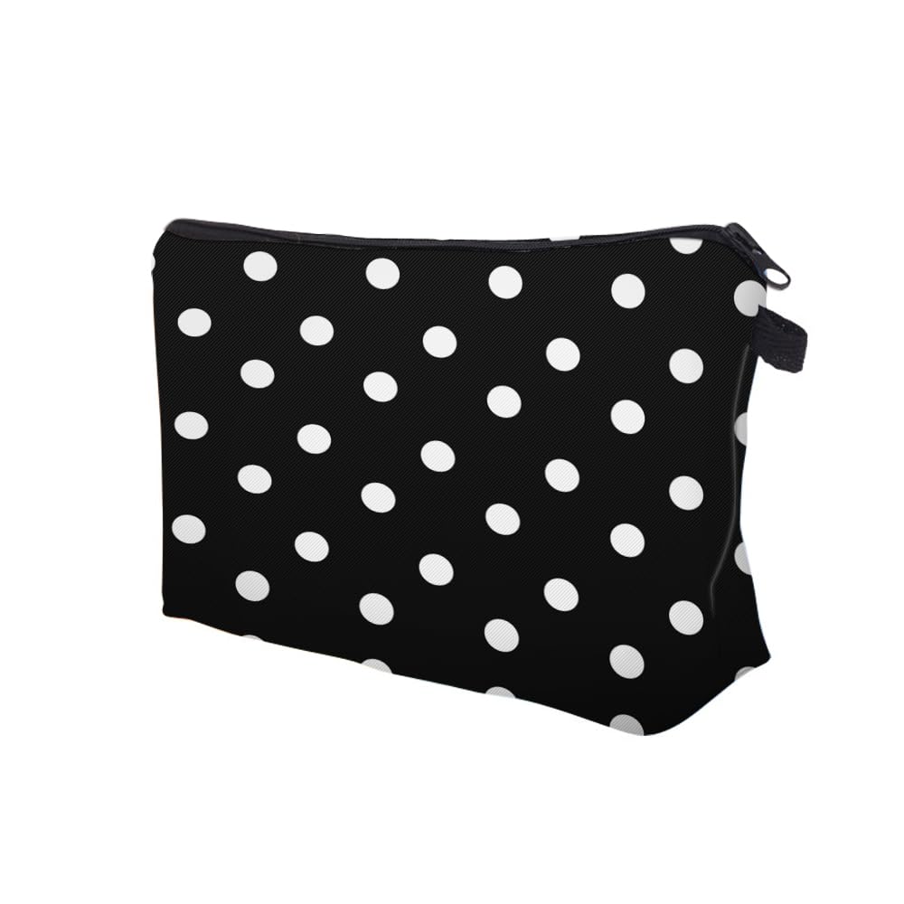 Loomifang Small Makeup Bag Cosmetic Bag for Women, Pretty Design Organizer Case with Zipper Closure, Lightweight and Water-Resistant Make Up Bag - 8.65"x 5.35" x 7.08"（Polka Dot）