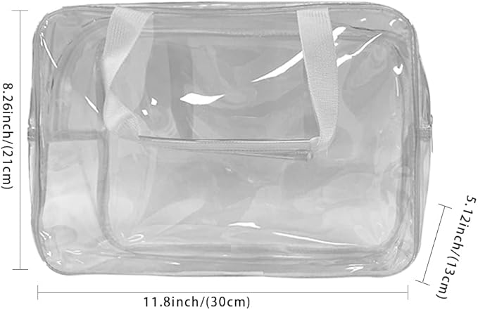 TotePrint Large Clear Transparent Gift Pouch Wash Travel Makeup Cosmetic Bag with Handle for Travel Bathroom Toiletry Organizer (Clear)