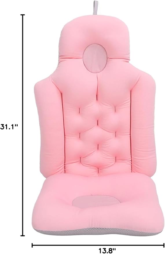 Natudeco Bathtub Cushion Bathtub Pillow Soft Breathable Folding Headrest Back Support Bath Pillow Cushion for Adults Spa(Pink)