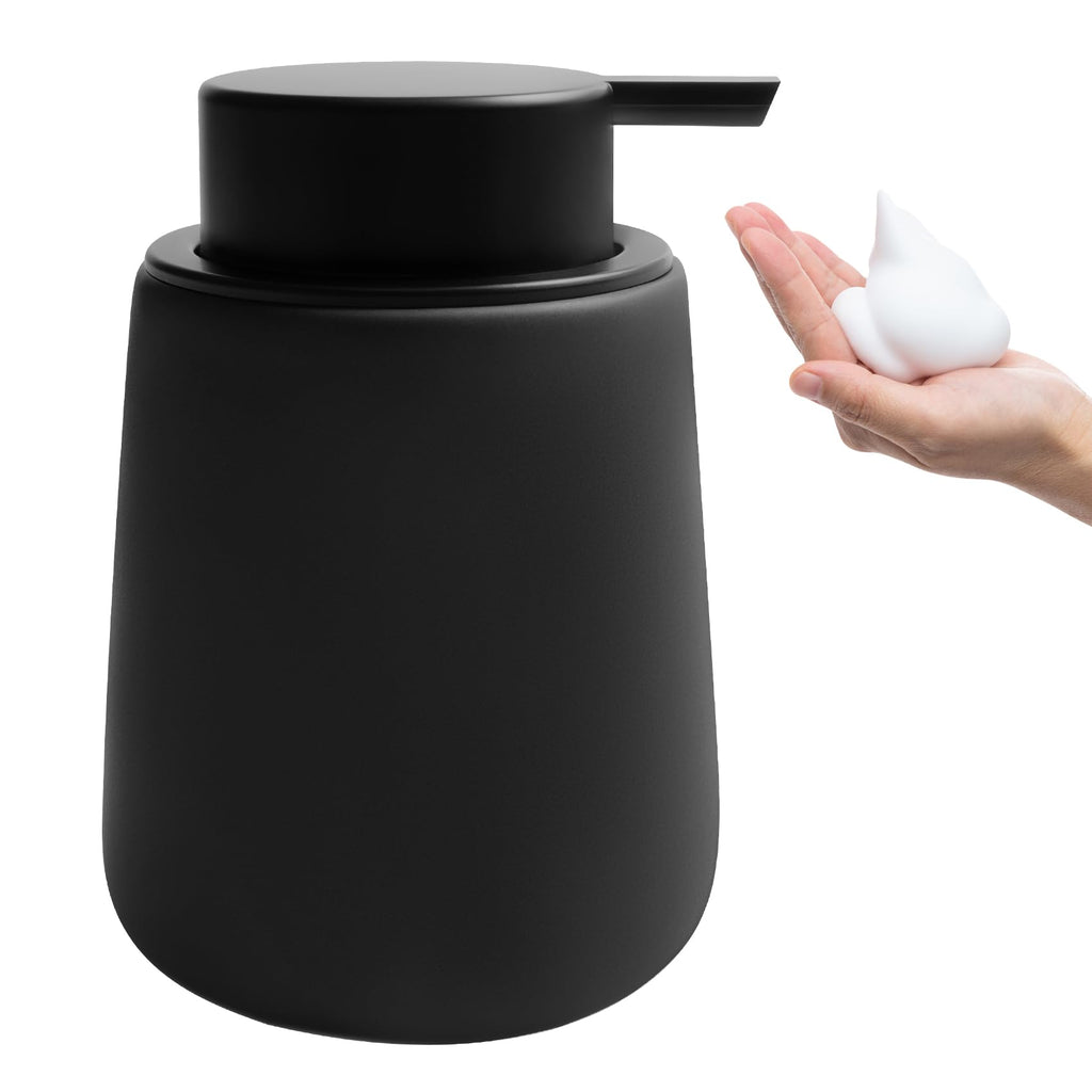 TOOZFO Soap Foaming Dispenser Ceramic with Easy-to-Press Pump Hand Foam Dispenser for Shampoo Bathroom Kitchen 12 oz