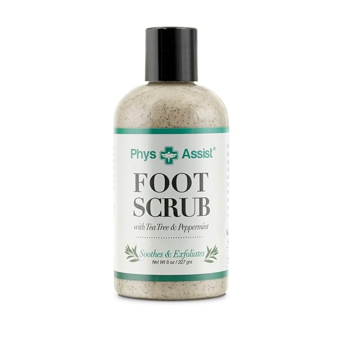 PhysAssist Foot Scrub – Exfoliating & Hydrating Foot Care Scrub for Dry, Rough Feet – Tea Tree, Peppermint & Apricot Seed Exfoliation – 8 oz Bottle