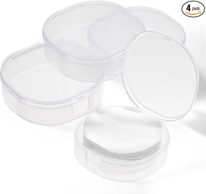 QfwdfcTrenz 4Pcs Plastic Cotton Square Holder Cosmetic Cotton Pads Holder Travel Portable Travel and Sealed for Makeup Remover Cottons Ball, White