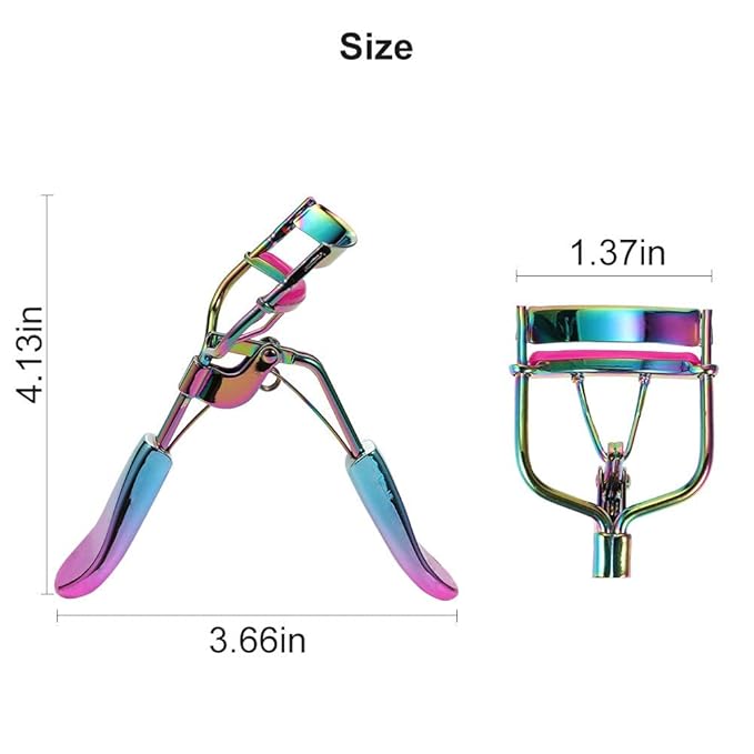 Eyelash Curler with 2 Advanced Silicone Refill Pads & Fits All Eye Shapes - Start a Beautiful Story Now! (Multi-Colored)