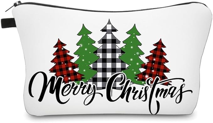 Loomifang Small Makeup Bag Cosmetic Bag for Women, Pretty Design Organizer Case with Zipper Closure, Lightweight and Water-Resistant Make Up Bag - 8.65"x 5.35" x 7.08"（Merry Christmas）
