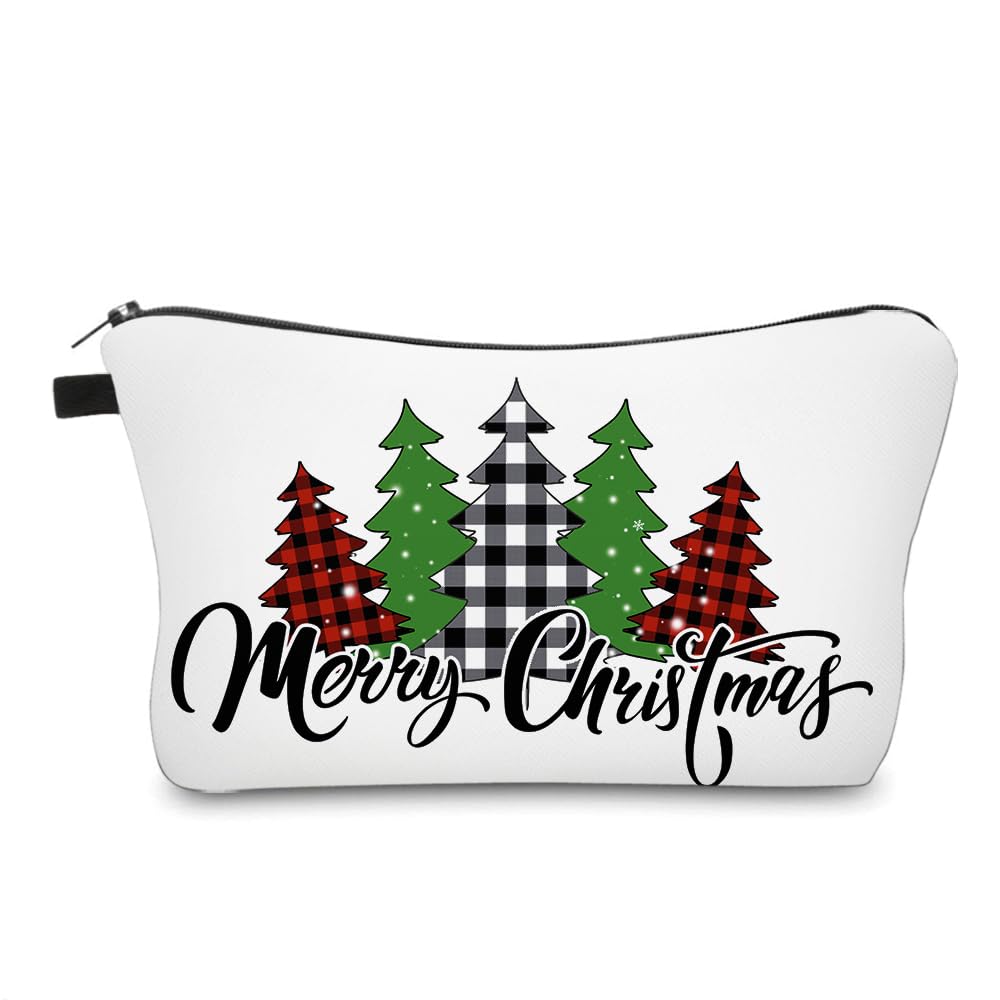 Loomifang Small Makeup Bag Cosmetic Bag for Women, Pretty Design Organizer Case with Zipper Closure, Lightweight and Water-Resistant Make Up Bag - 8.65"x 5.35" x 7.08"（Merry Christmas）