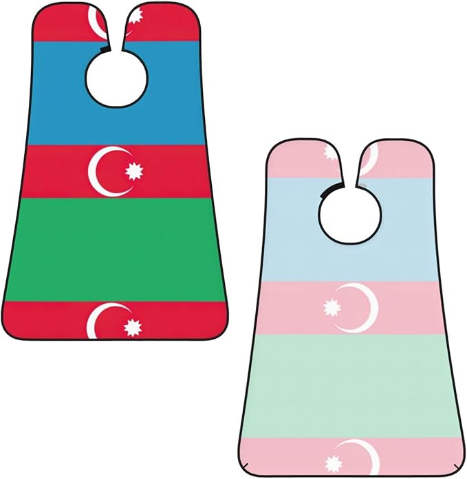 NOUZU Flag Of Azerbaijan Print Beard Bib Apron For Men, Beard Hair Catcher For Men Shaving Trimming,Beard Cape Cloth