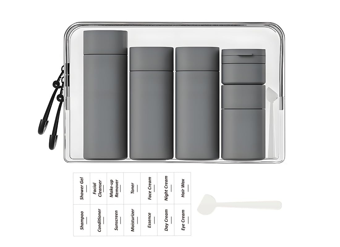 Sprigold 5 Pack Brief and Fashion Travel Bottles TSA Approved, BPA Free Travel Size Travel Containers Refillable Squeeze Bottles for Cosmetic Shampoo Cream Conditioner Lotion Soap… (Nordic mint green)
