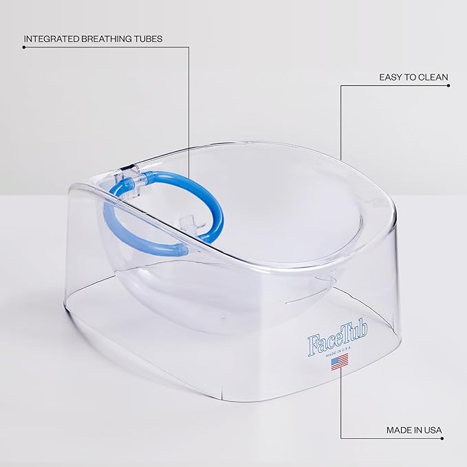 The FaceTub Face Cold Plunge with Breathing Tube, Face Ice Bowl for Cold Therapy to Support Skin Health & Relaxation, Cold Water Face Tub, Vagus Nerve Stimulator Made in the USA