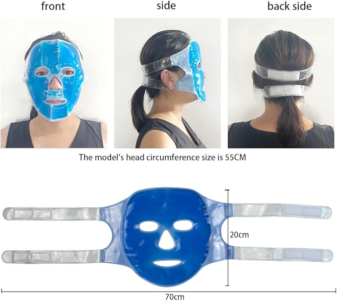 Ice Face Mask for Puffy Eyes & Dark Circles - Cooling Eye mask for Face, Eye Relief, Headaches, Skin Care & Post-Laser Care, Reusable & Washable - (Blue)