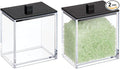 mDesign Plastic Rectangle Apothecary Canister - Organizer for Bathroom Vanity Countertop Shelf Decor - Holds Cotton Swabs, Soap, Makeup, Bath Salts - Lumiere Collection - 2 Pack - Clear/Black