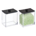 mDesign Plastic Rectangle Apothecary Canister - Organizer for Bathroom Vanity Countertop Shelf Decor - Holds Cotton Swabs, Soap, Makeup, Bath Salts - Lumiere Collection - 2 Pack - Clear/Black