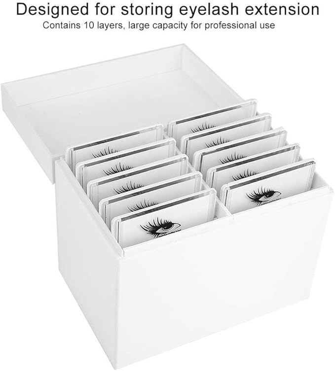 Salmue 10-Layer Eyelash Extension Storage Box, Acrylic False Eyelash Makeup Organizer Holders, Makeup Cosmetic Case for Grafting Eyelash Extension Tool