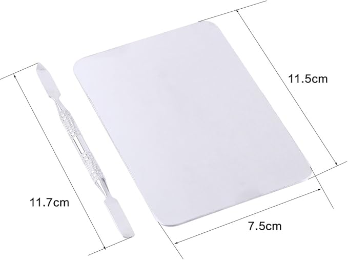 Small Stainless Steel Makeup Palette Set – Includes Scraper, Modern Rectangular Design, Perfect for Lip Color & Pigment Mixing for Makeup Artists