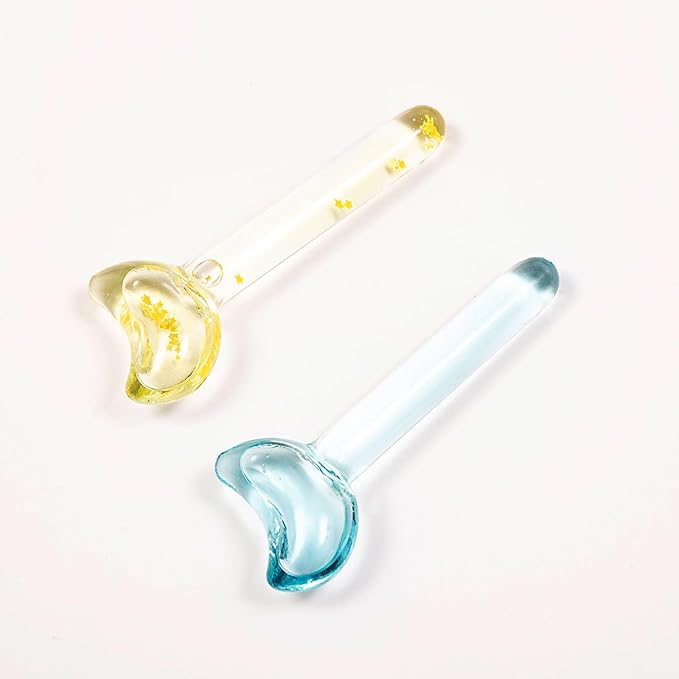 Fairsailrain Ice Globes for Facials, Cooling Face Massage Roller with Crescent Glitter Design, Professional Beauty Tool for Salons Home Face Neck Under Eye Care