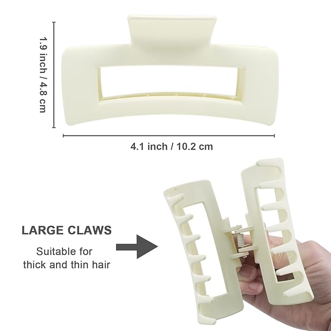 Large Banana Hair Claw Clips - Strong Hold for Thick, All Hair Types, Women and Girls (Beige 1, Hair Clips Style)