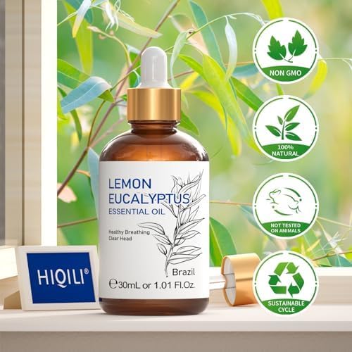 HIQILI Lemon Eucalyptus Essential Oil for Spray, Aromatherapy & Diffuser