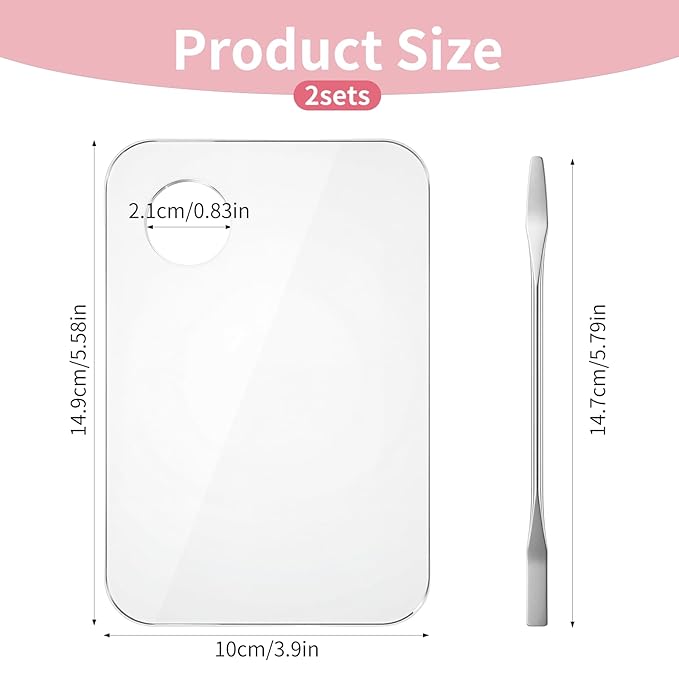 4 Pcs Makeup Mixing Tray, Acrylic Cosmetic Makeup Palette with Make Up Spatula, Make Up Mixing Palette Foundation Palettes for Beauty Salon Color Cream Liquid Foundation Mixing Palettes