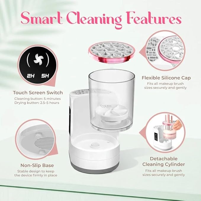 BRISEL 3-in-1 Electric Makeup Brush Cleaner & Dryer Machine, Automatic Cosmetic Brush Washer, USB Powered with LED, Deep Cleaning & Fast Drying, Fits All Makeup Brushes & Sponges