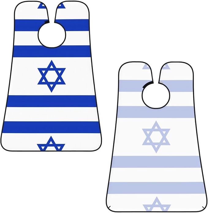 Israeli Flag Print Beard Bib Apron For Men, Beard Hair Catcher For Men Shaving Trimming,Beard Cape Cloth