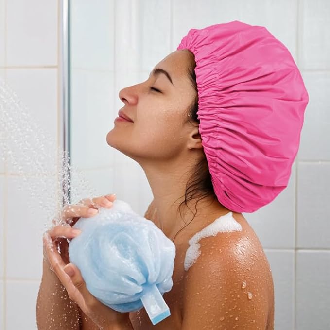 Edoneery Reusable Shower Caps for Women, Waterproof Long Hair Bonnet