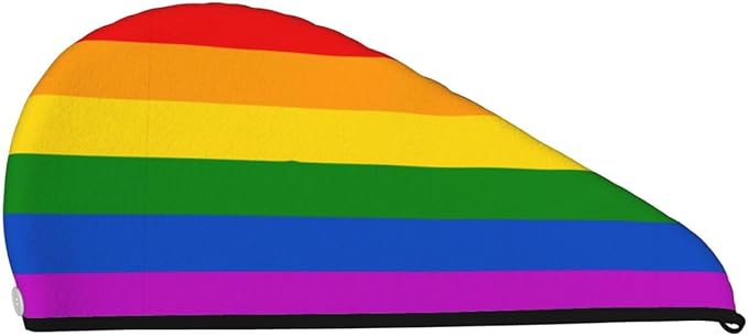 Gay Pride Rainbow Hair Towel Wrap Microfiber Fast Drying Hair Turban with Buttons for Women Drying Curly, Long & Thick Hair