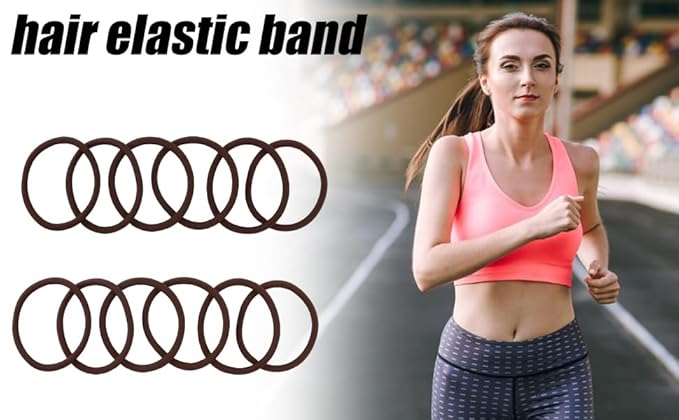 Sderoq 100PCS Hair Bands, 4MM Large Ponytail Holders, Brown - 2 Inch in Diameter Rubber Bands for Medium to Thick Hair, Curly Hair, Women or Girls