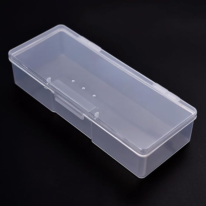 2 Pcs Transparent Nail Art Tool Organizer Empty Plastic Storage Box for Manicure & Pedicure Kits Multifunctional Rectangular Nail Supply Case (2 White)