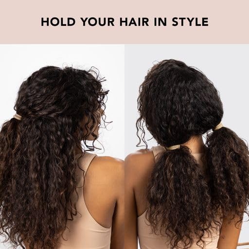 Kitsch Nylon Hair Ties No Damage - Stretchable Hair Bands for Strong All-Day Hold, Ponytail Holders | Hair Accessories for Girls - Neutral 12 Pcs
