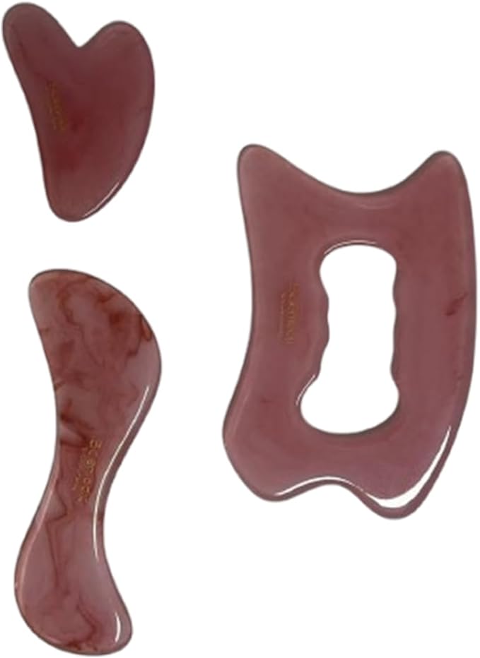 Scienlodic 2 Pcs Gua Sha Massage Tools for Face & Body (White, Resin) - Guasha Scraping Tool for Jawline Contouring, Puffiness Reduction, Shoulders, Arms & Calves Relaxation