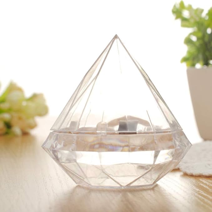 Healthcom 6 Pcs 25mm Clear Diamond Shape Empty False Eyelashes Packaging Box Case 3D Mink Lash Box Acrylic Eyelash Storage Box Holder with Trays Candy Gift Box DIY Makeup Lash Case for Women Girls