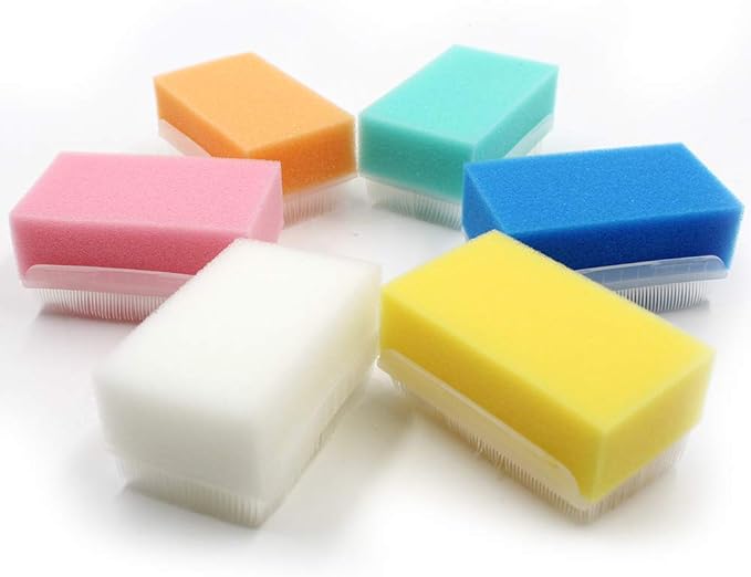 Wellgler's Autism Sensory Brush for Therapy,Surgical Scrub Brush,Bbaby Sponge for Bathing, Cradle Cap Brush (6Pack)