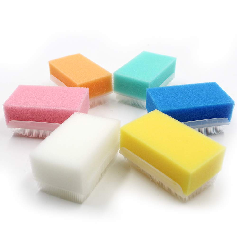 Wellgler's Autism Sensory Brush for Therapy,Surgical Scrub Brush,Bbaby Sponge for Bathing, Cradle Cap Brush (6Pack)