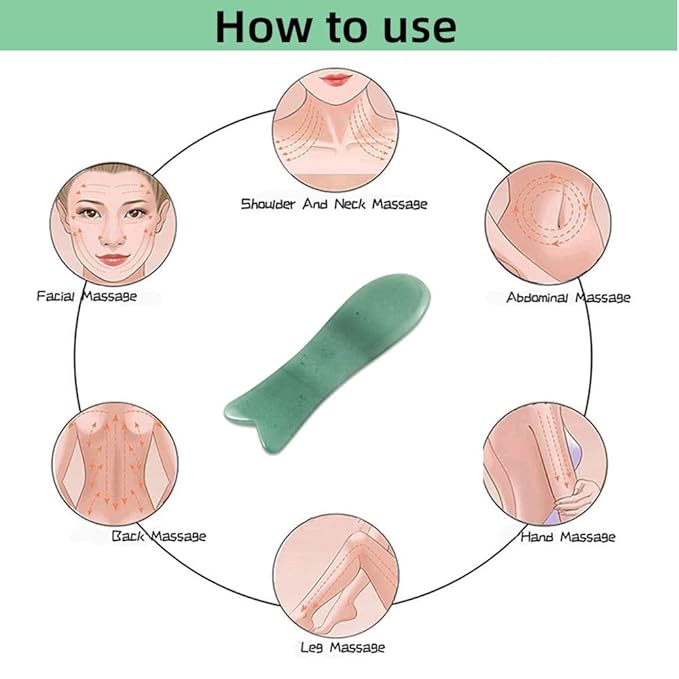 TOP SEWING Facial Gua Sha Tool for Chin Massage Tool Natural Jade Stone Gua Sha Board for Face SPA Acupuncture Therapy Trigger Point Treatment