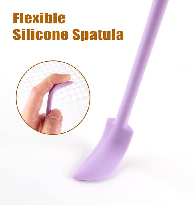 Silicone Spatula Set (6Pcs) - Mini Scraper Tool for Beauty & Food - Reach Every Last Drop, Multi-Size Spatulas for Makeup Jars, Lotion Bottles & Kitchen Containers (Blue)