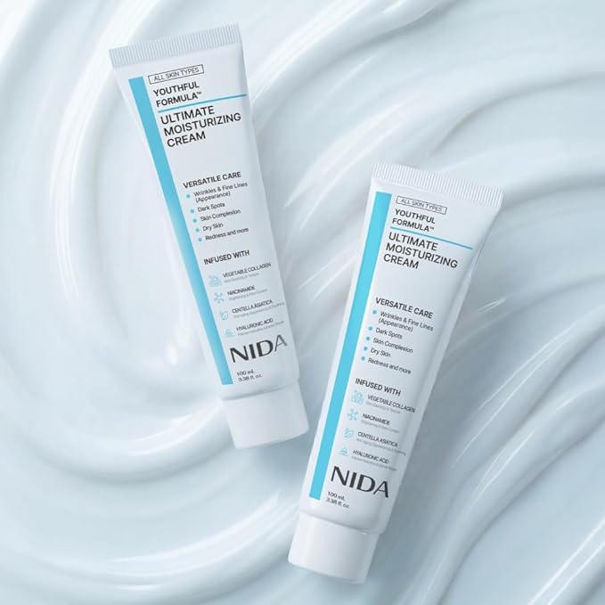 NIDA Youthful Formula™ Ultimate Moisturizing Cream | Centella Asiatica, Niacinamide, Hyaluronic Acid, Collagen | Wrinkles, Fine Lines, Dark Spots, Dry Skin, Redness | 3.38 fl. oz., 100ml (New Formula)