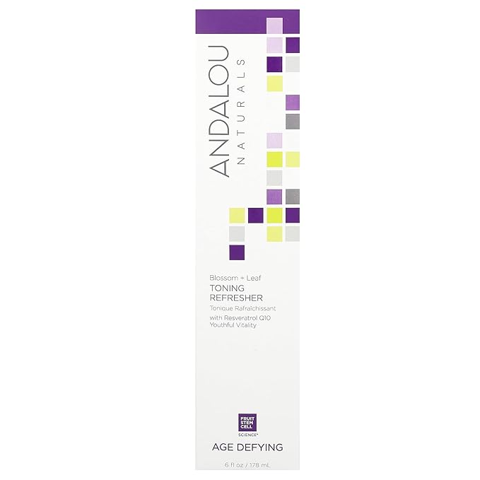 Andalou Naturals Age Defying Blossom + Leaf Toning Refresher | Face Toner Mist Spray With Resveratrol and CoQ10 | Hydrating and Balancing for Dry, Sensitive, and Mature Skin | 6 fl oz