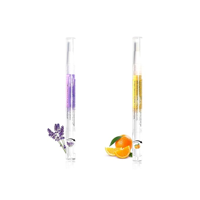 Cuticle Oil Pen for Nails Care Lavender & Orange Cuticle Oil for Dry Brittle Nails, Fast Absorbing, Non-Greasy, for Healthy Nail Growth and Hydrated Cuticles, Manicure Essential